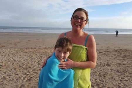 Chilly dipping for refugee families